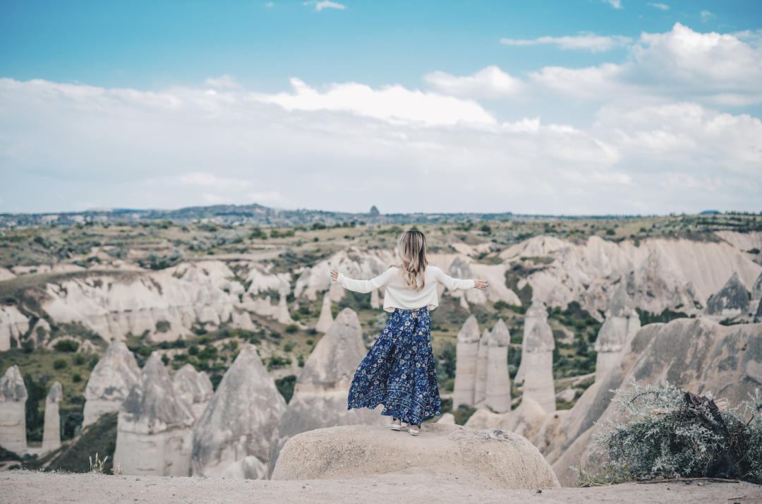 Happy travelers with guide